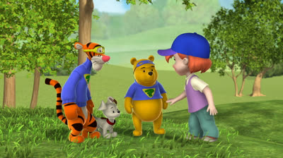 1x09. Tigger, ¿sabes silbar  Piglet y el bollo en el suelo